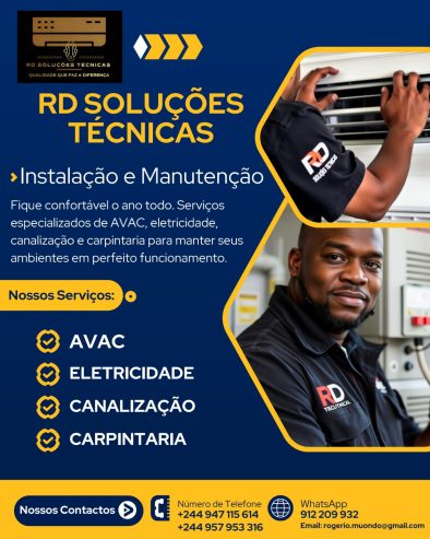 Instalação e Manutenção em: Frio, Eletricidade e Canalização.