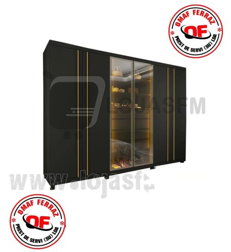 Roupeiro king com 6 porta e 4 gaveta tabaco