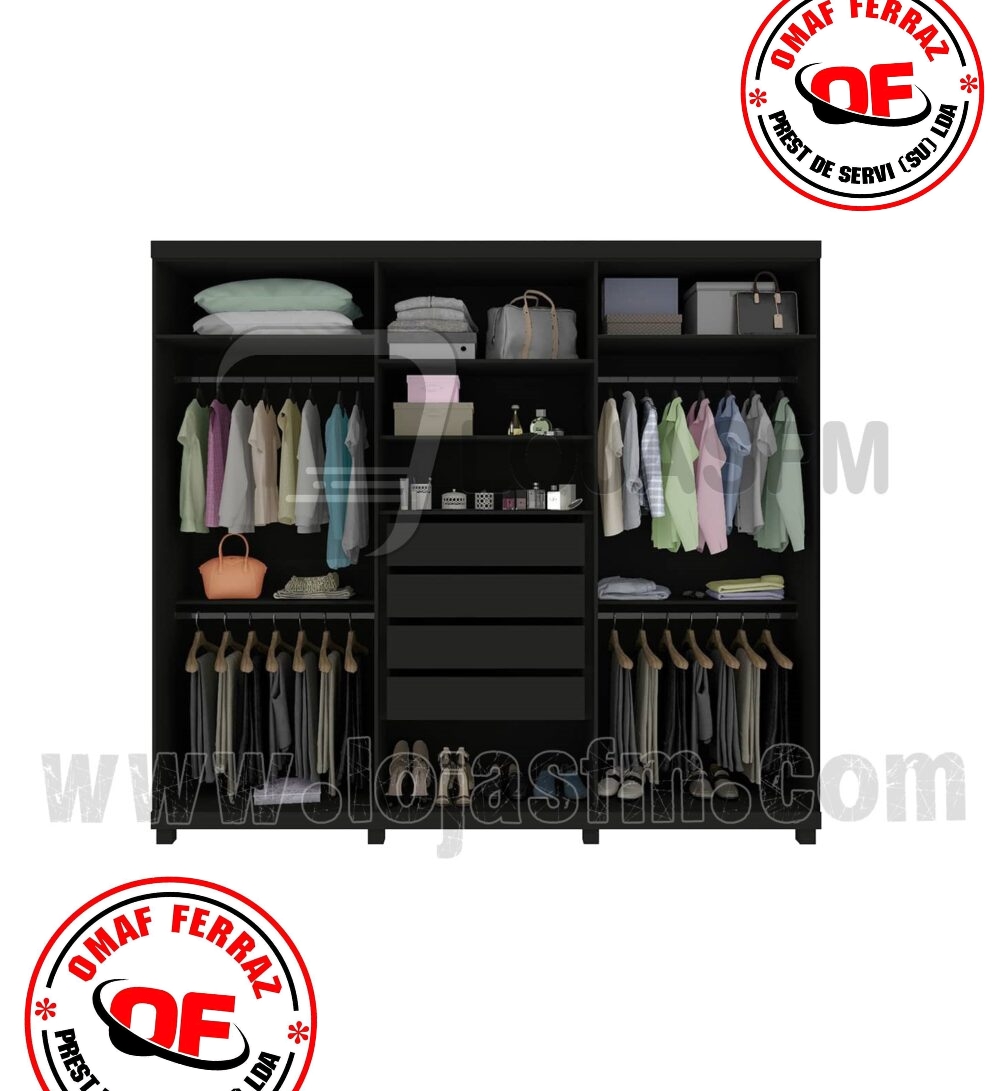 Roupeiro king com 6 porta e 4 gaveta tabaco