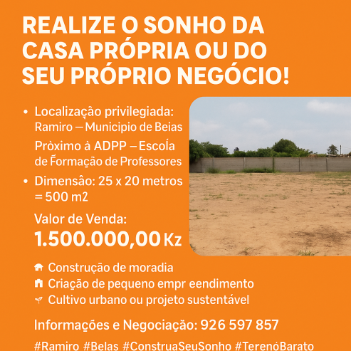 TERRENO À VENDA NO RAMIRO – MUNICÍPIO DE BELAS