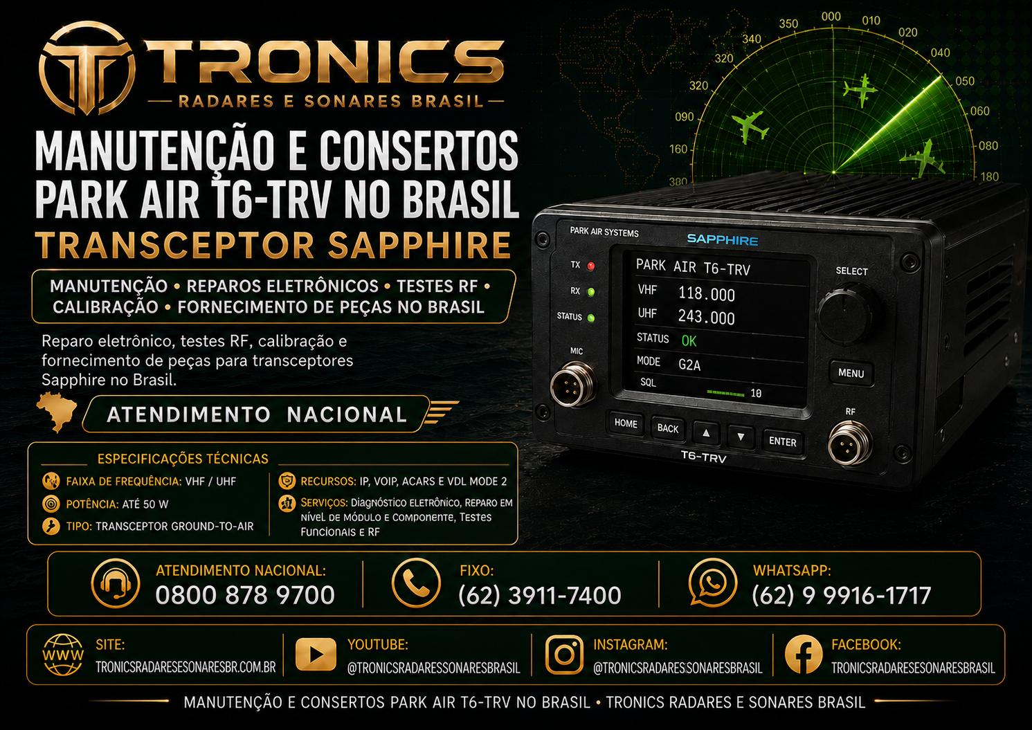 ASSISTÊNCIA TÉCNICA PARK AIR SAPPHIRE TRONICS
